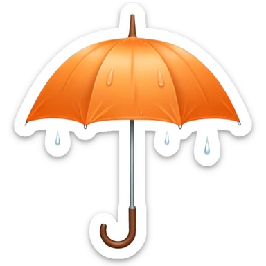 peach orange umbrella under rain sticker