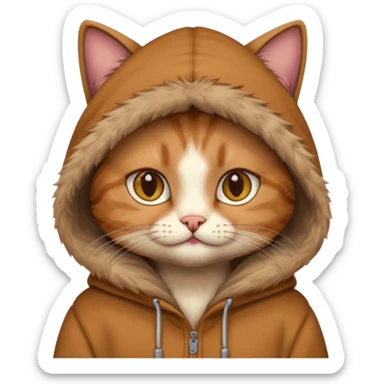 cat with brown hoodie sticker