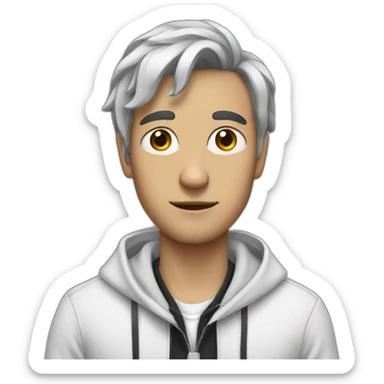 A tall Person with ties hair and wears white and blackhoodie sticker