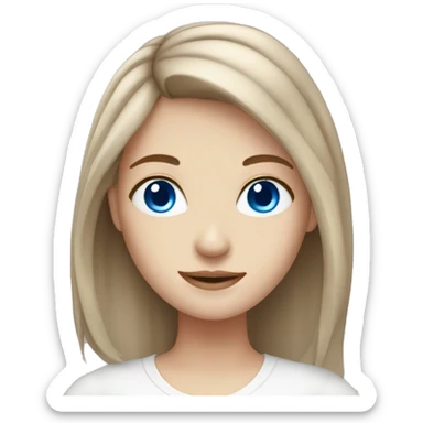 pale girl with brown medium length hair and blue eyes sticker