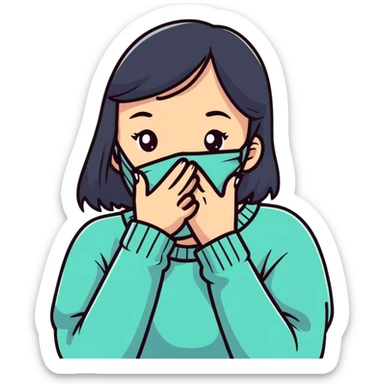 A girl covering her  sticker