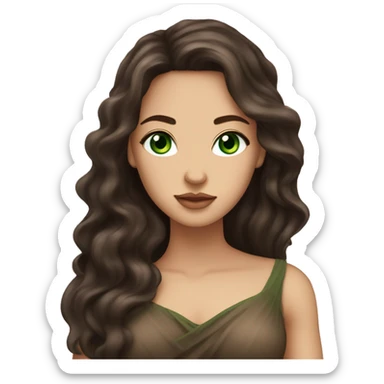 Aphrodite, long dark brown hair, green eyes, light skin sticker