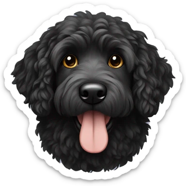 Black golden doodle dog sticker