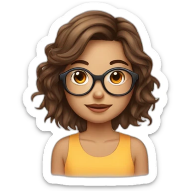 Fille avec cheveux court bruns et avec des lunettes rondes sticker