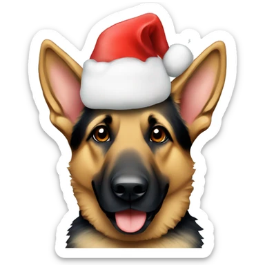 german shepherd in a christmas hat sticker