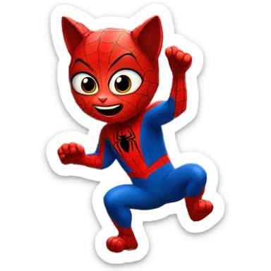 Cat in a Spider-Man suit climbing up a wall sticker