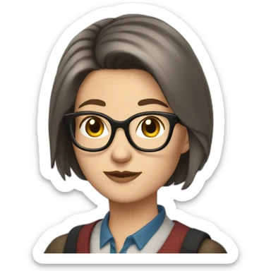 short-haired brunette librarian whis cats sticker