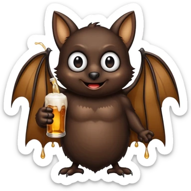 black bat drinking beer sticker