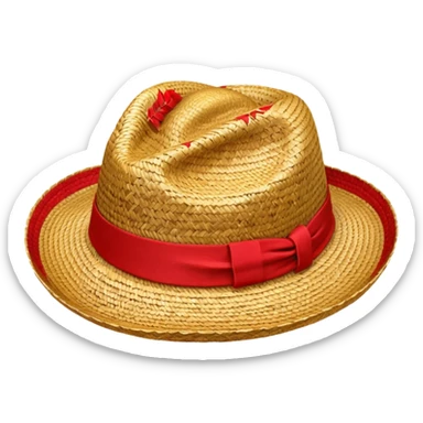 just a straw hat with red detailing sticker