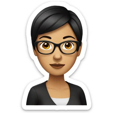 Hispanic woman with short straight black hair and glasses sticker
