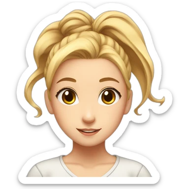 anime-inspired young girl with radiant golden blonde hair tied in a ponytail sticker