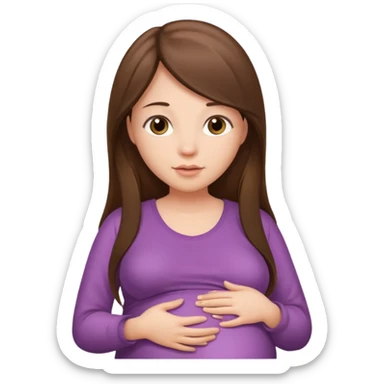 A pregnant woman with long straight brown hair and fair skin  sticker