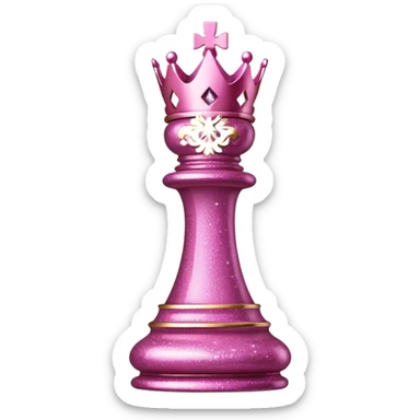 pink glitter chess piece king sticker
