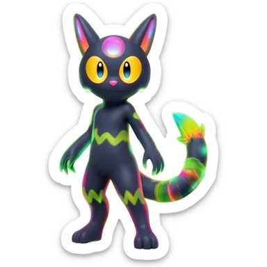 An exotic neon colorful unique bizarre eccentric Fakémon-Umbreon-Espeon-creature (full body) sticker