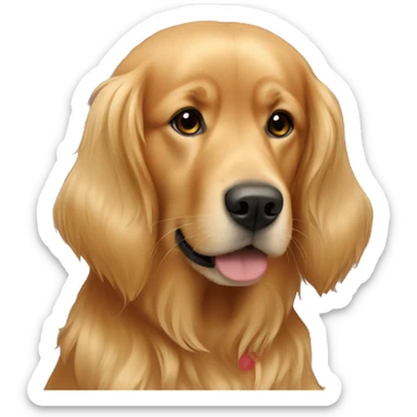 Red golden retriever and girl with blonde hair and brown eyes sticker