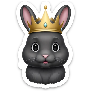 black bunny with silver crown sticker