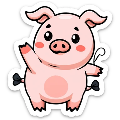 Pig with bows farting sticker
