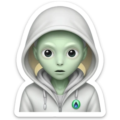 alien, cold White Coat with Hoodie  sticker