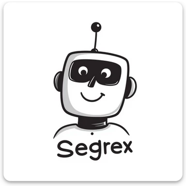 smiling robot head with an elbow sign and the word 'Segrex' sticker