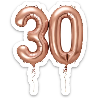 Rose gold number 30 balloon  sticker