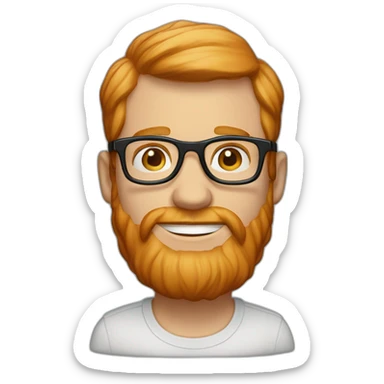 35 year old man with strawberry blond hair, blue eyes and round tortoise-shell glasses sticker