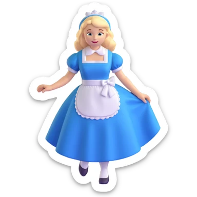 Disney's Alice in Wonderland curtseying elegantly in her blue dress with white apron sticker