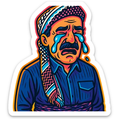 Create a cartoon sticker with a crying expression in the style of Flux Kontext Pro, with a transparent background. The style is vibrant and pop colors icons with a cartoonish, colorful, and lively look. sticker