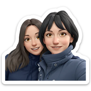 two girls smiling together sticker