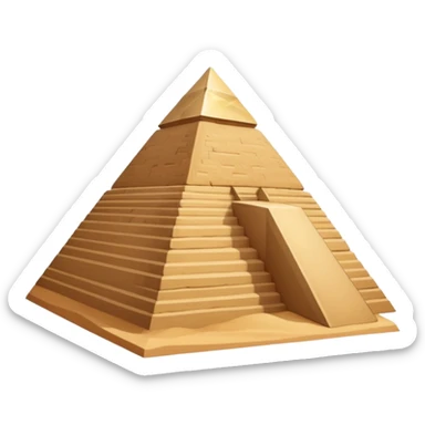 An emoji of the ancient Egyptian Great Pyramid of Giza. It is a large, triangular structure made of stone blocks against a desert background. sticker