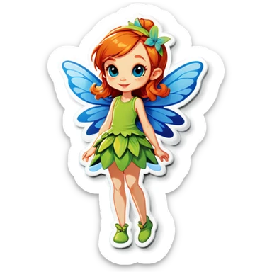 ginger fairy with big blue wings  sticker