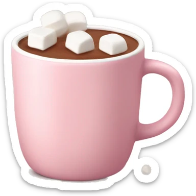 Light Pink mug of hot chocolate with marshmallows  sticker
