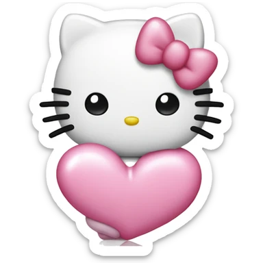 hello kitty with pink heart sticker