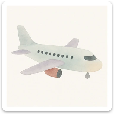 aeroplane, watercolor art style sticker
