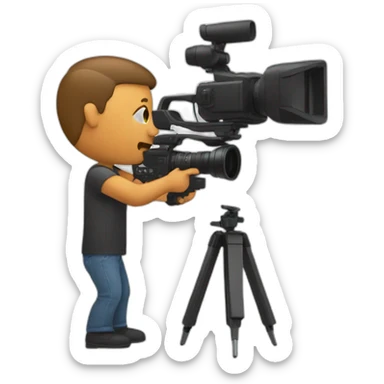 a man shooting his own video in a small studio sticker