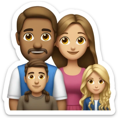Puerto rican beard short brown hair  with blond long hair woman and brown long hair girl Family  sticker