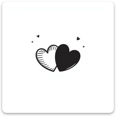 two hearts hand drawn doodle sticker