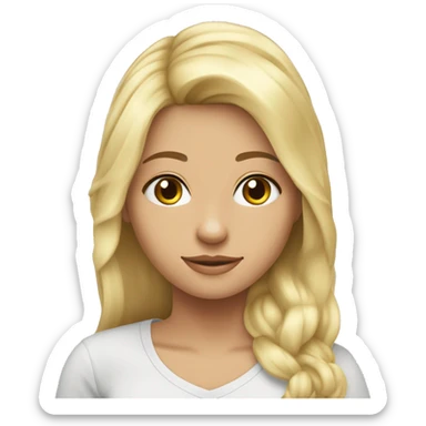 Jeune fille cheveux très long blonde platine amoureuse sticker