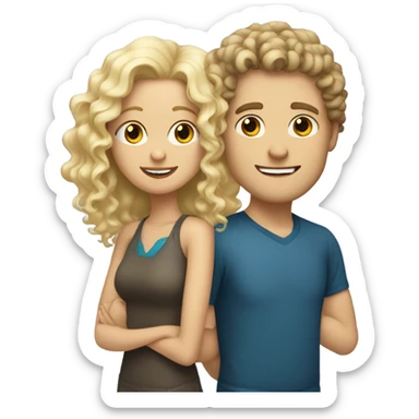 couple blonde girl and white guy with curly hair sticker