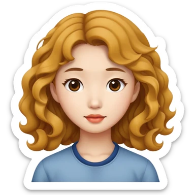 asian girl with wavy hair sticker