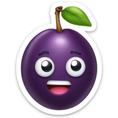 cute plum fruit with sugar on the side  sticker