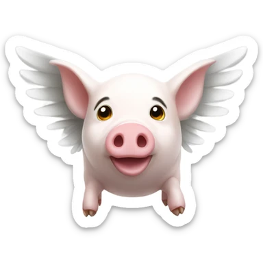flying pig white wings sticker