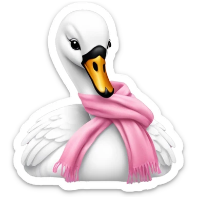 white swan with pink scarf sticker