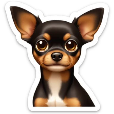 Russian toy terrier with dark brown head with light brown sticker