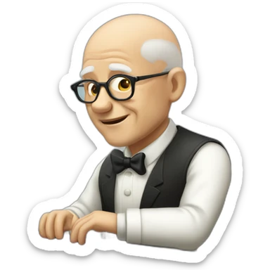 Old man pianist bald sticker