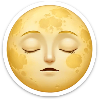 full yellow moon with sleepy drowsy face with closed eyes sticker