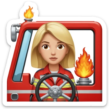 Blonde  Caitlyn driving the fire truck sticker