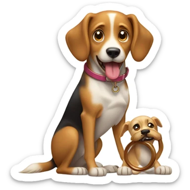 A male dog proposing to a female dog  sticker