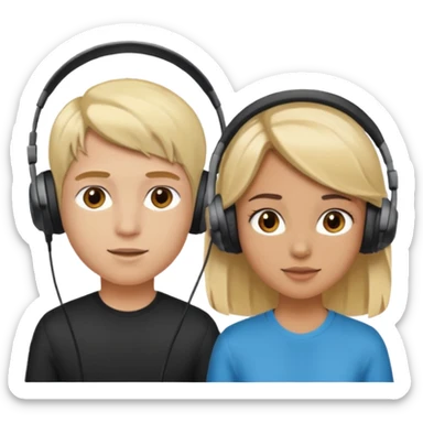 pc gamer very blonde boy and latina girl with brown hair  headsets sticker