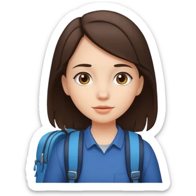 Brunette girl exploring sticker