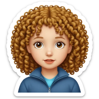 curly haired girl kid sticker